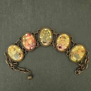 Vintage Christmas Cameo Bracelet By Nina Ricci For Avon